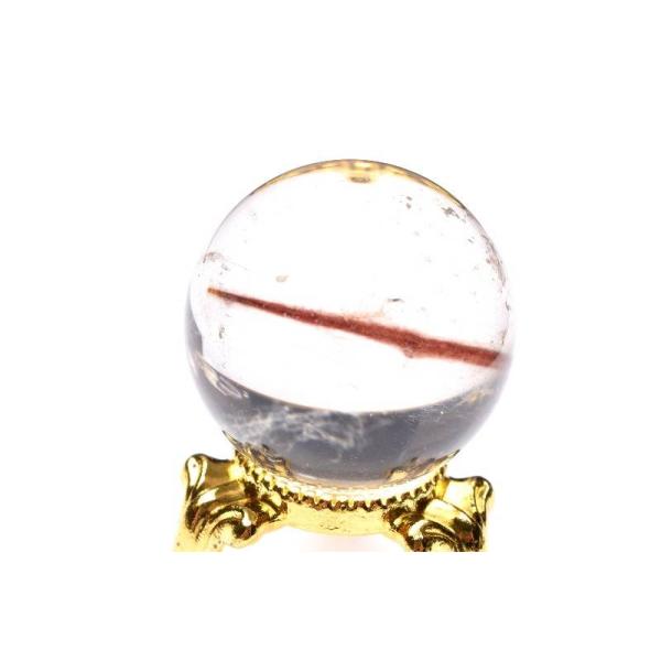 1点物】高発色 レッドラビットヘアールチル 24mm 丸玉(台座付き