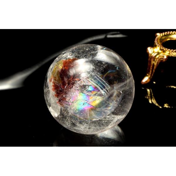 超レア　虹入り　クォーツインクォーツ　スフィア　3 1点物】虹入り！ オーロラクォーツ 31mm 丸玉(台座付き) スフィア