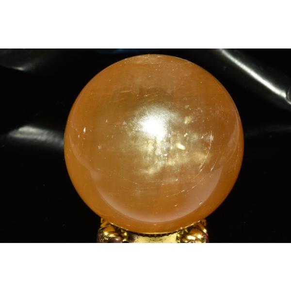 1点物】キャッツアイ効果 イエローカルサイト 58mm 丸玉(台座付き