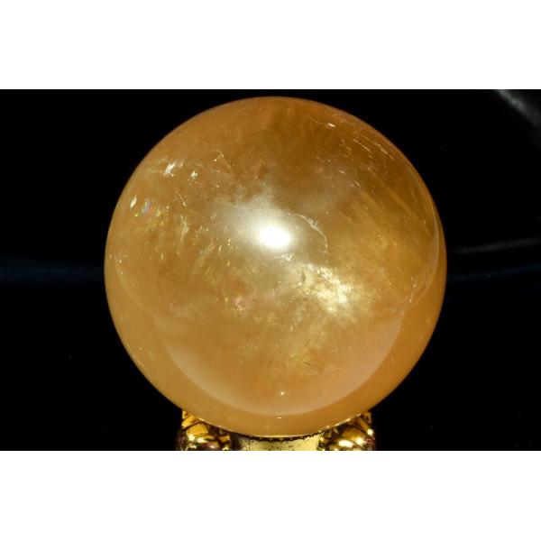 1点物】キャッツアイ効果 イエローカルサイト 60mm 丸玉(台座付き