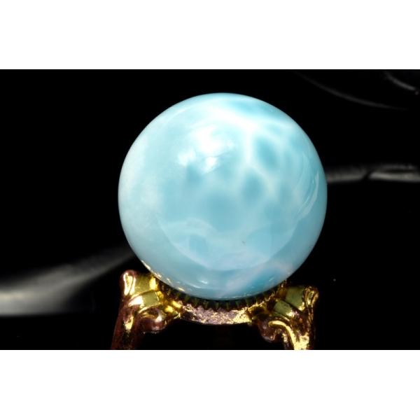 1点物】くっきり波模様 ラリマー 23.5mm 丸玉(台座付き) スフィア