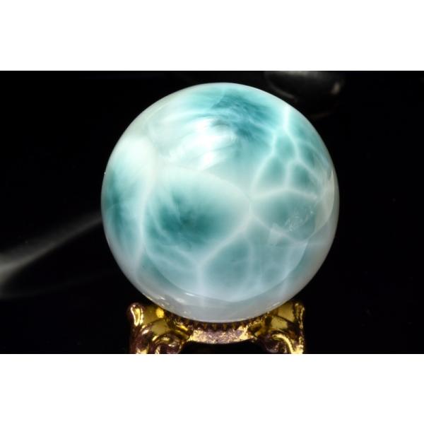 模様くっきり！ラリマースフィア 1点物】くっきり波模様 ラリマー 30mm 丸玉(台座付き) スフィア