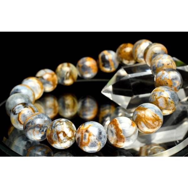 1点物】レア◇マーブル模様 ブルーオパール 10.5mm ブレスレット