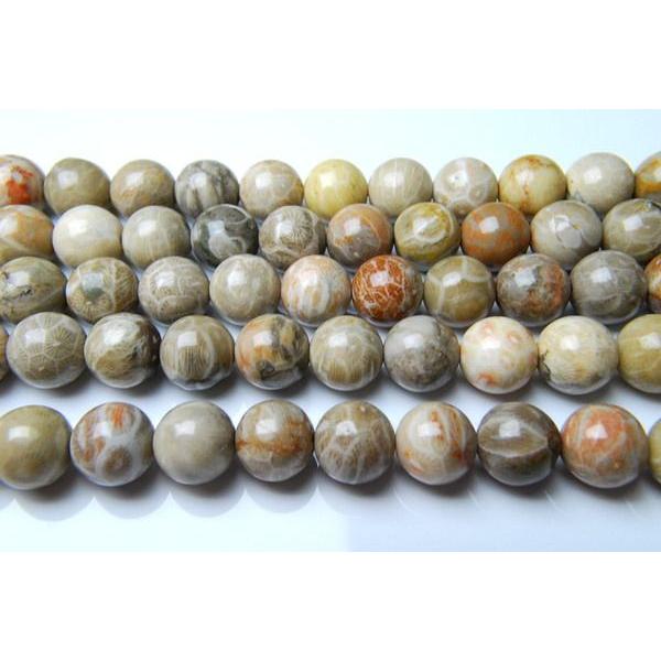 10mm「フォッシルコーラル」 1連（約38cm） _LR7-10 ☆5000円以上