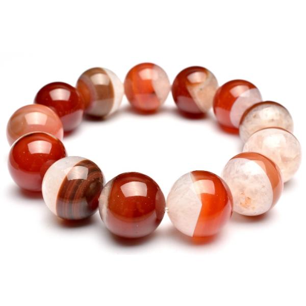 1点物】大珠◇半々タイプ 水晶共生赤瑪瑙 18mm ブレスレット 1点物】大珠◇半々タイプ 水晶共生赤瑪瑙 18mm ブレスレット