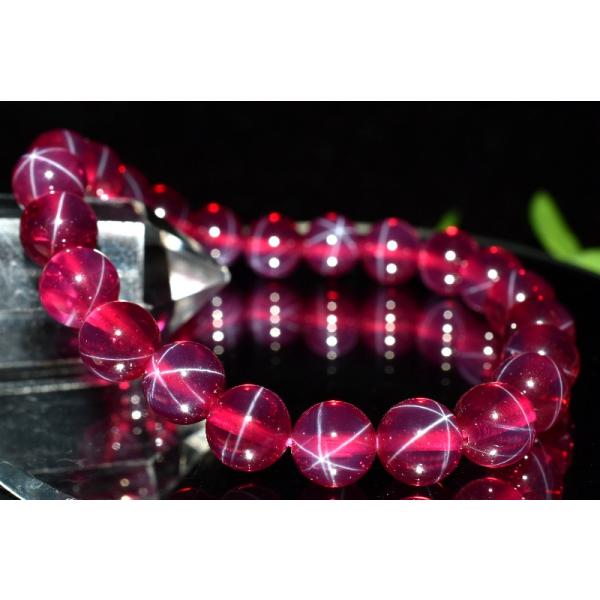 合成スタールビー×ゴールドブレスレット 1点物】六条スター スタールビー(合成コランダム) 8mm ブレスレット