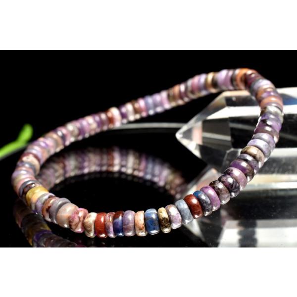 1点物】希少形状 スギライト(杉石) 2x4.5mm ボタン ブレスレット 