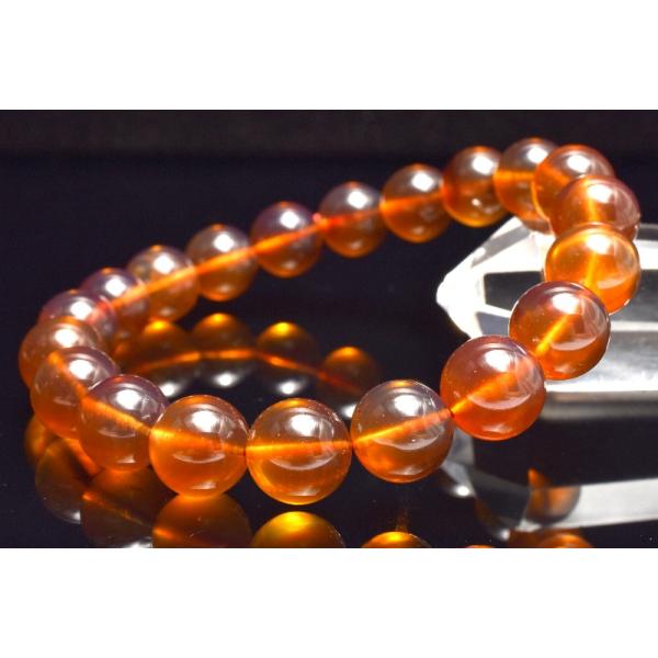 1点物】希少◇ミャンマー産 レッドブルーアンバー 9.5mm ブレスレット
