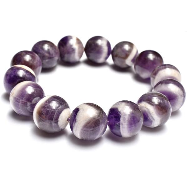 1点物】くっきり縞模様 ケープアメジスト 15.5mm ブレスレット