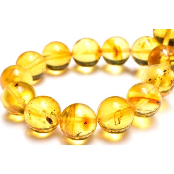 1点物】全粒内包☆限定入荷！ 虫入り琥珀アンバー 9.5mm ブレスレット