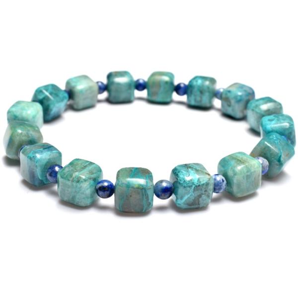 1点物】シリカ共生◇高発色 クリソコラ 8x8(丸玉3.5)mm キューブ (丸