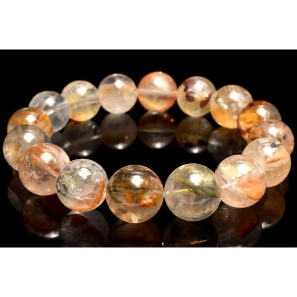 超貴重❗️マーカサイトインクォーツ ブレスレット マグネット金具 1点物】入手困難◇黄金の輝き マーカサイトインクォーツ 13-13.5mm