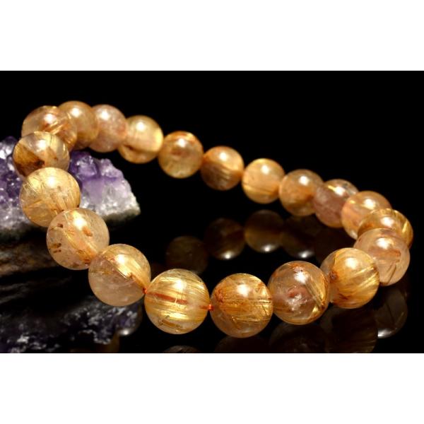 1点物】黄金の輝き ゴールドタイチンルチルクォーツ 9.5-10mm