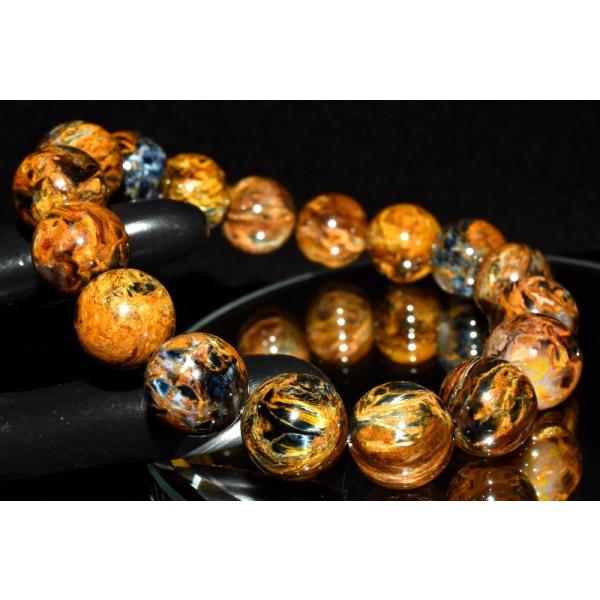 【希少】天然石 ピンクピーターサイト ブレスレット 12.8mm-13.3mm 1点物】油絵のよう ピーターサイト 12.5mm ブレスレット _MC917