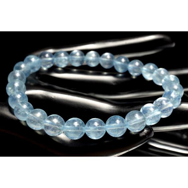 1点物】氷河ブルー アクアマリン 7mm ブレスレット _MC9474