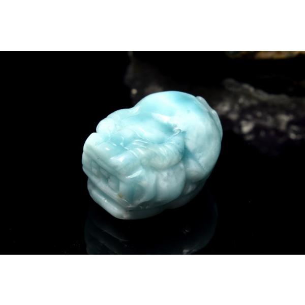 1点物】繊細彫刻 ラリマー 17x13mm 貔貅彫刻(貫通穴) ビーズ _PC5837