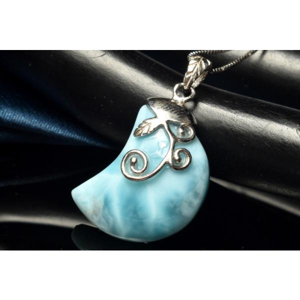 1点物】Silver925◇訳あり ラリマー 20x17mm 三日月 ペンダントトップ