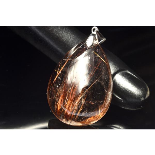 1点物】Silver925◇高発色 ブロンズルチルクォーツ 32x24mm ドロップ