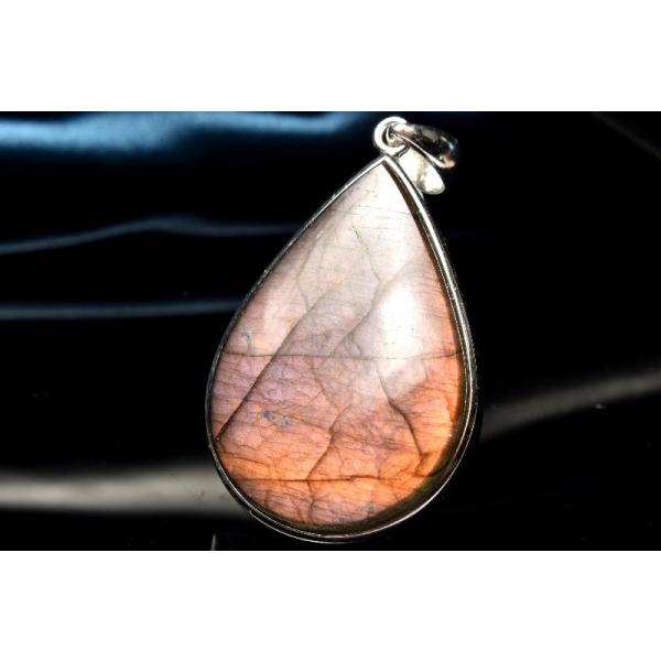 1点物】Silver925◇パープルシラー ラブラドライト 30x20mm ドロップ