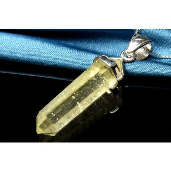 1点物】Silver925◇AAA透明レモンカラー リビアングラス 31x8mm