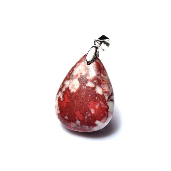 【１点物】Silver925◇深紅に宿る気品 シナバー辰砂　25x19mm　ドロップ ペンダントトップ _PD3077