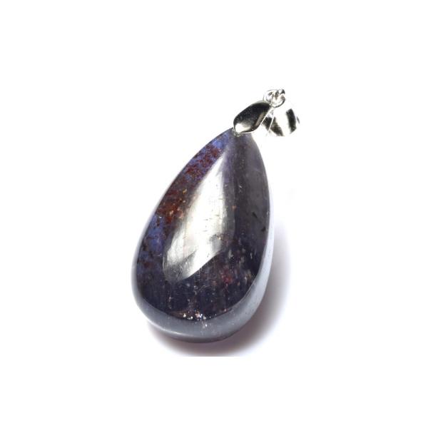【１点物】Silver925◇星空を宿す アイオライトサンストーン　25x14mm　ドロップ ペンダントトップ _PD3274