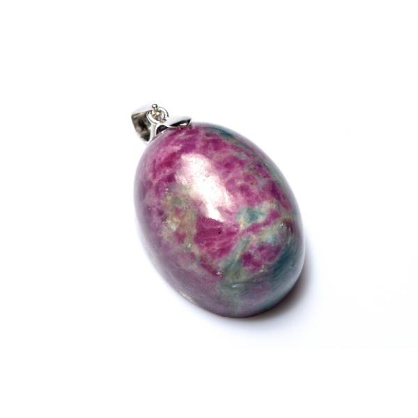 【１点物】Silver925◇希少共生 ルビーインカイヤナイト　24x18mm　オーバル ペンダントトップ _PD3291
