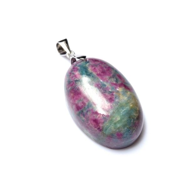 【１点物】Silver925◇希少共生 ルビーインカイヤナイト　28x18mm　オーバル ペンダントトップ _PD3294
