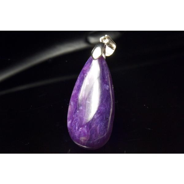 【１点物】AAA☆紫の気品 Silver925 チャロアイト　26x11mm　ドロップ ペンダントトップ _PD3433