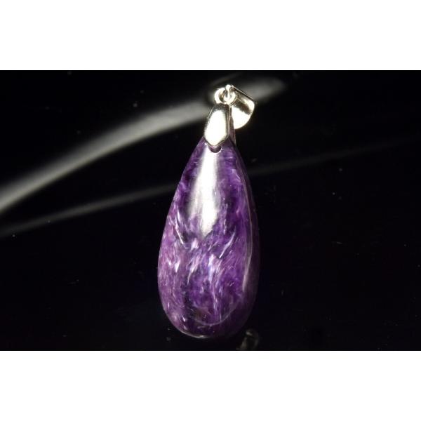 【１点物】AAA☆紫の気品 Silver925 チャロアイト　25x11mm　ドロップ ペンダントトップ _PD3436