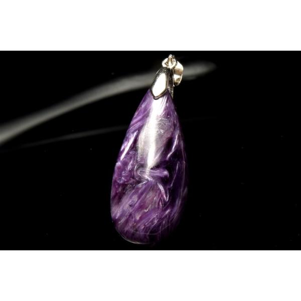 【１点物】AAA☆紫の気品 Silver925 チャロアイト　28x12mm　ドロップ ペンダントトップ _PD3437