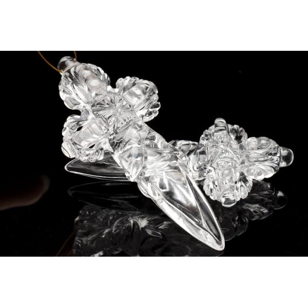 本水晶 チベット密教法具 金剛杭 独鈷杵 ブルパ 61-65x30-32mm (トップ