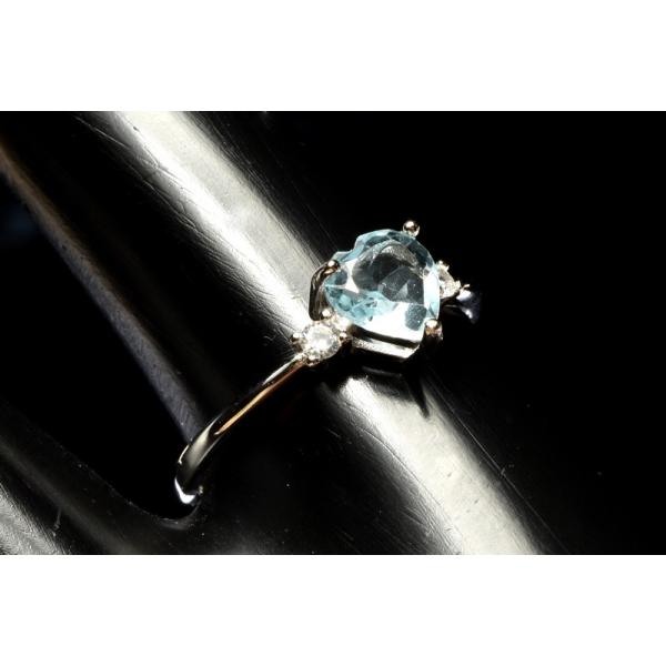 Silver925◇カットの煌めき ブルートパーズ　6.5x6mm　ハート 指輪リング(サイズ調整可) 1個売り _PRG2602-3