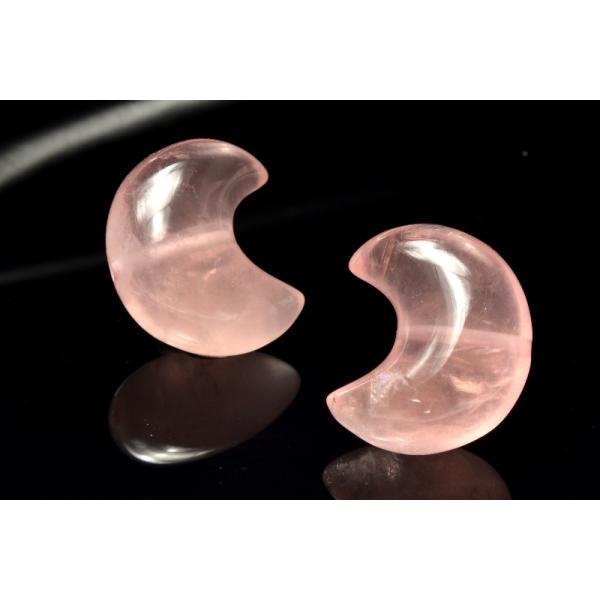 マダガスカル産 3個セット ローズクォーツ　17x14mm　月(通し穴) ビーズ 1個売り _PRG2636