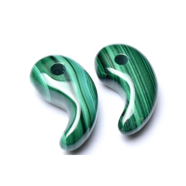 マラカイト　25x13mm　勾玉 ルース(トップ穴あき)_PRG648