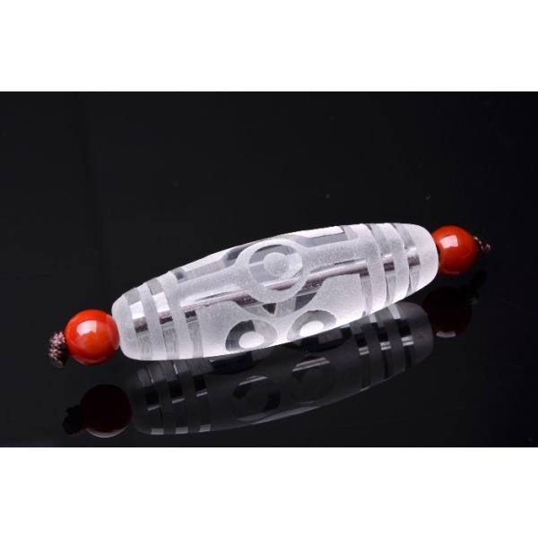 七眼天珠 水晶天珠 36x11mm 天珠_R5057-7 ☆5000円以上ネコポス送料