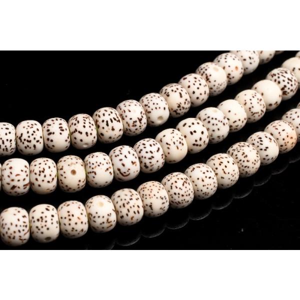 リンデン(菩提樹)の種 6x8mm ウッドビーズ ボタン 1連(約64cm)_R5917