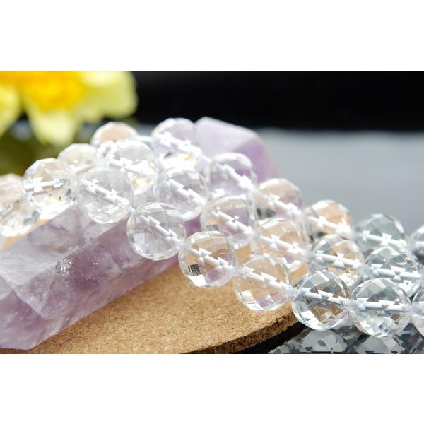 水晶12面カット♡ポイント♡ No.2470 水晶64面カット 12mm 1連（