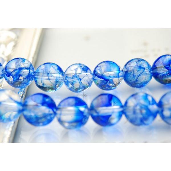 クラック水晶（青）」 8mm 1連（約38cm）_R776-8 ☆5000円以上