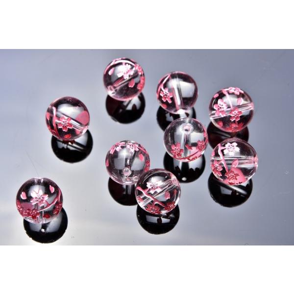 彫刻 水晶 ピンク彫り 桜 10mm 粒売り_T442-10 : ラトリエ