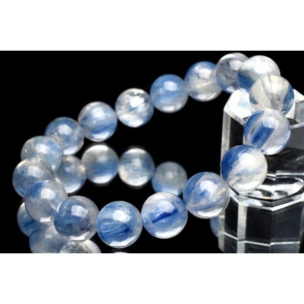1点物】天然色◇爽やか カイヤナイトシリカ 12mm ブレスレット _U5769