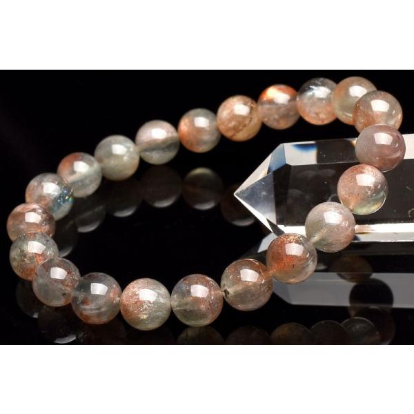 【希少,美品】フェルドスパーサンストーン　９㎜　ブレスレット　珍品 1点物】透明感◇アルーシャ産 フェルドスパーサンストーン 9mm