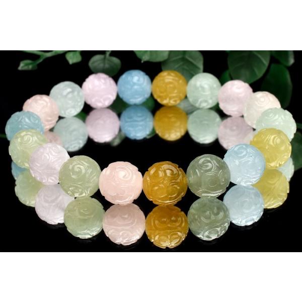 1点物】繊細彫刻◇マルチカラー MIXベリル(アクアマリン) 11.5mm マニ