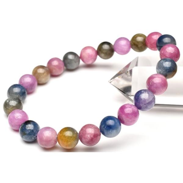 1点物】天然非加熱 コランダム MIXサファイア 8.5mm ブレスレット