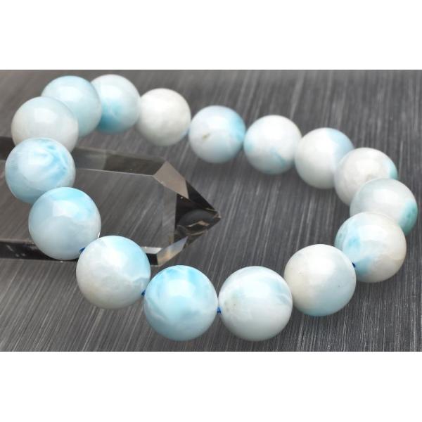 1点物】癒やしの波模様 ラリマー 13mm ブレスレット _U8047