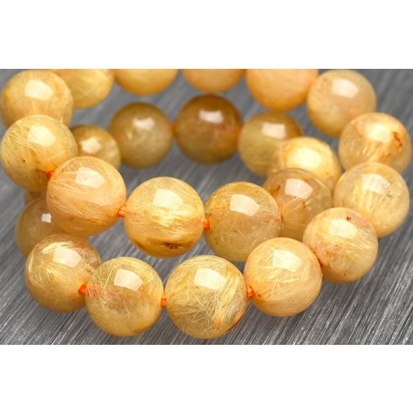 1点物】濃密内包 ゴールドルチルクォーツ 7.5mm ブレスレット _U8156