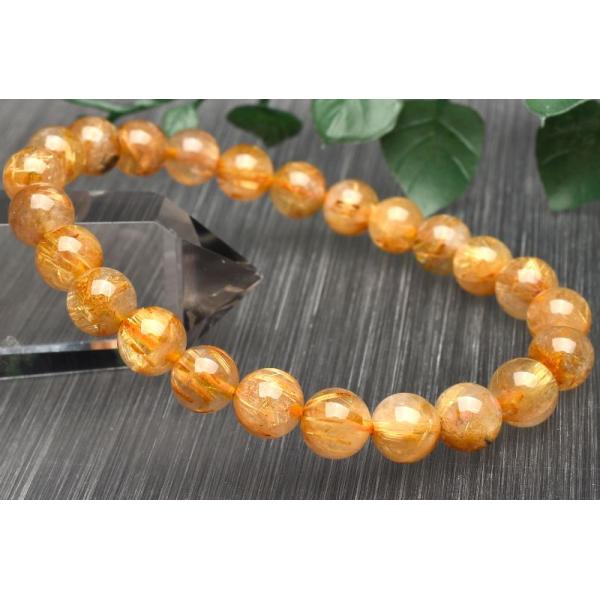 1点物】濃密内包 ゴールドルチルクォーツ 7.5mm ブレスレット _U8604