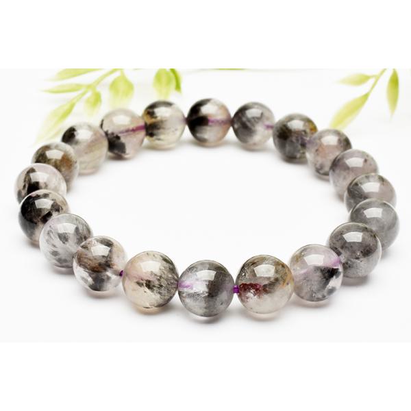 1点物】希少◇黒い羽 オーラライト23 9.5mm ブレスレット _U9264