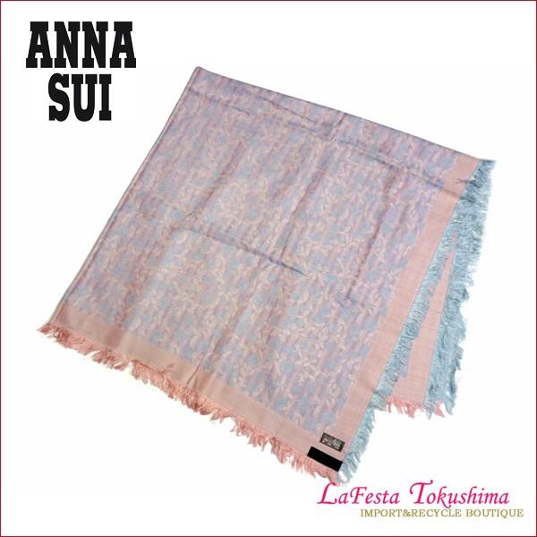 ANNA SUI 未使用 ANNA SUI アナスイ シルク 大判ストール （ピンク＋ 
