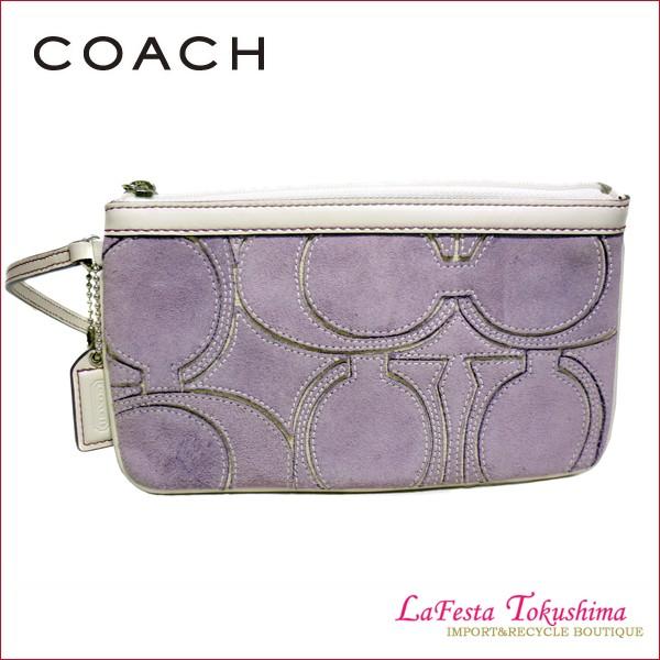 COACH（コーチ） シグネチャー スエード リストレット （パープル＋ 